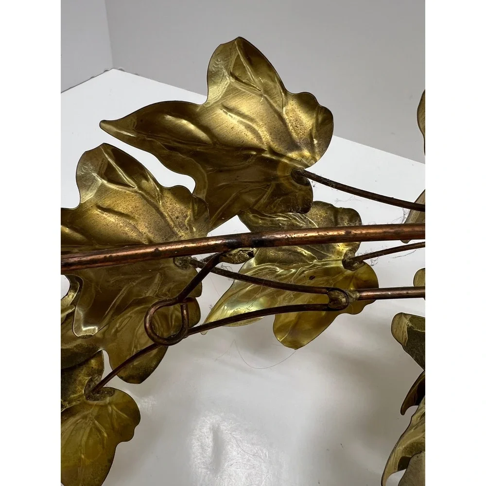 Vintage Brass Ivy Leaf Wall Art Set 2 Gold Mid Century Modern Botanical Decor‎